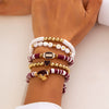Jewelry Polymer Clay Acrylic Alloy Dripping Oil Beaded Bracelet With Crown Letters Numbers Text Pendant For Women