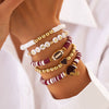 Jewelry Polymer Clay Acrylic Alloy Dripping Oil Beaded Bracelet With Crown Letters Numbers Text Pendant For Women