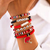Jewelry Polymer Clay Acrylic Alloy Dripping Oil Beaded Bracelet With Crown Letters Numbers Text Pendant For Women