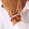 Jewelry Polymer Clay Acrylic Alloy Dripping Oil Beaded Bracelet With Crown Letters Numbers Text Pendant For Women