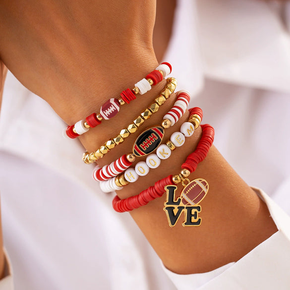 Jewelry Polymer Clay Acrylic Alloy Dripping Oil Beaded Bracelet With Crown Letters Numbers Text Pendant For Women
