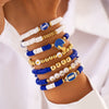 Jewelry Polymer Clay Acrylic Alloy Dripping Oil Beaded Bracelet With Crown Letters Numbers Text Pendant For Women
