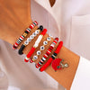 Jewelry Polymer Clay Acrylic Alloy Dripping Oil Beaded Bracelet With Crown Letters Numbers Text Pendant For Women