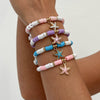 Jewelry Polymer Clay Alloy Imitation Pearl Bracelet Set With Letter Shape And Electroplating Process In Vacation Style