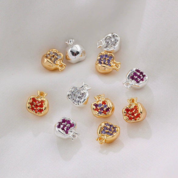 Jewelry Pomegranate Pendant Zircon Inlaid 14K Gold Plated Diy Handmade Beaded Accessories Material