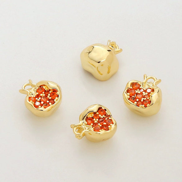 Jewelry Pomegranate Pendant Zircon Inlaid 14K Gold Plated Diy Handmade Beaded Accessories Material