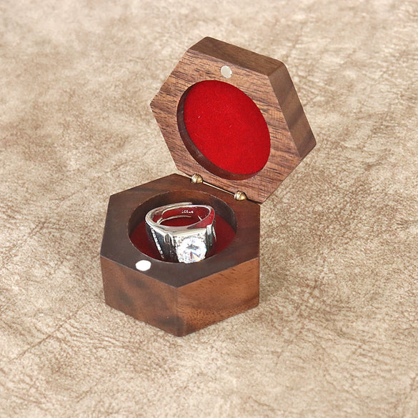 Jewelry Portable Storage Box Wooden Hexagonal Mini Jewelry Box For Necklace Earrings Ring