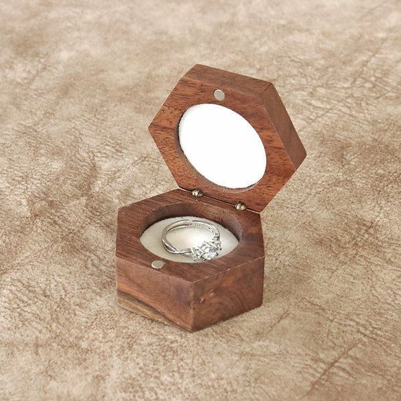 Jewelry Portable Storage Box Wooden Hexagonal Mini Jewelry Box For Necklace Earrings Ring