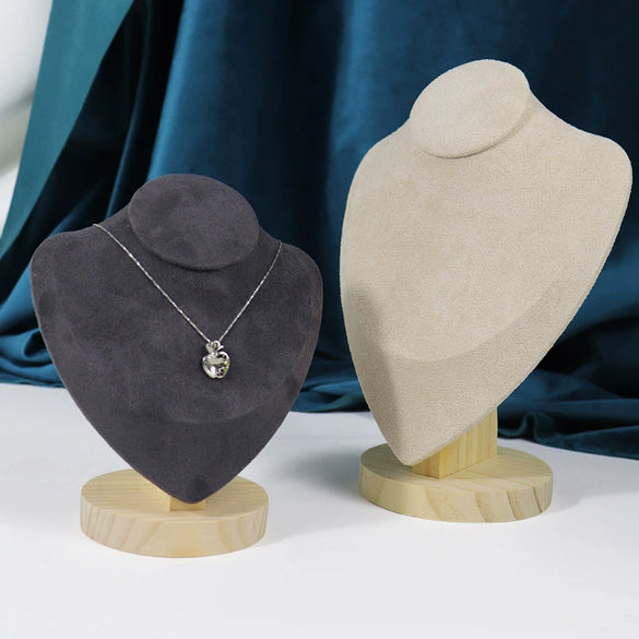 Jewelry Portrait Model Display Rack Heart Shaped Necklace Counter Model Neck Jewelry Rack Pendant Rack Wooden