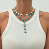 Jewelry Punk Alloy Imitation Turquoise Animal Zodiac Geometric Pendant Necklace With Iron Chain Electroplating