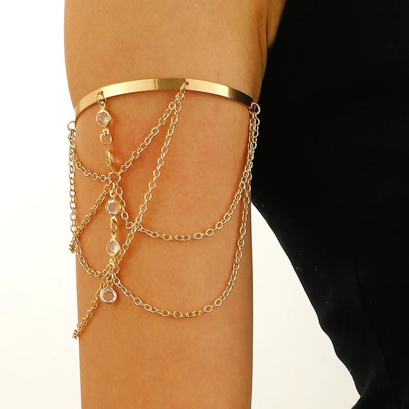 Jewelry Punk Arm Chain Metal Hanging Chain Tassel Arm Ring Electroplated With Shells Love Leaves Pattern Unisex