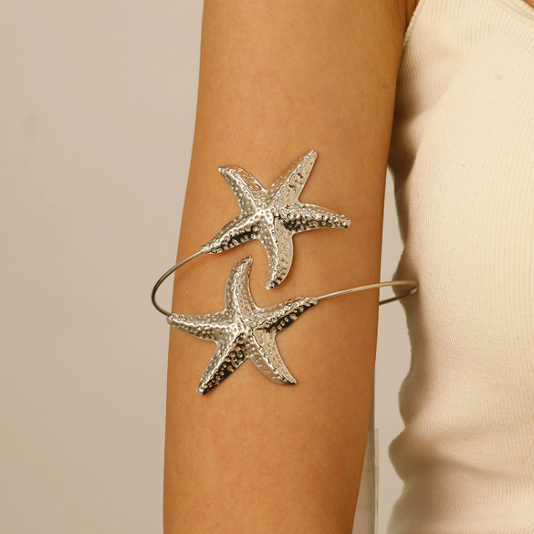Jewelry Punk Arm Chain Metal Hanging Chain Tassel Arm Ring Electroplated With Shells Love Leaves Pattern Unisex