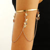 Jewelry Punk Arm Chain Metal Hanging Chain Tassel Arm Ring Electroplated With Shells Love Leaves Pattern Unisex