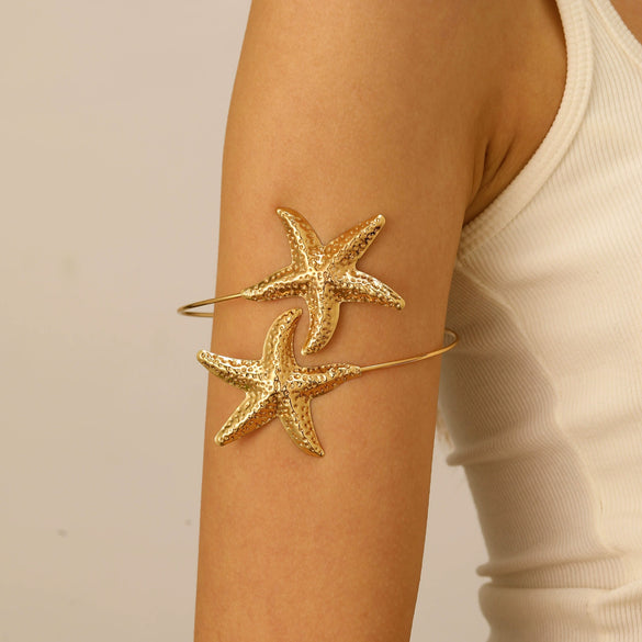 Jewelry Punk Arm Chain Metal Hanging Chain Tassel Arm Ring Electroplated With Shells Love Leaves Pattern Unisex