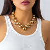 Jewelry Punk Creative Round Bead Imitation Pearl Tassel Necklace Metal Ball Chain Geometric Style Electroplating