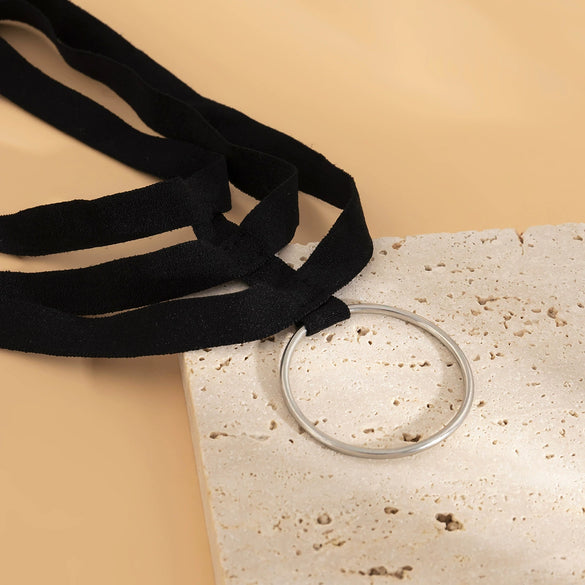 Jewelry Punk Exaggerated Iron Pendant Necklace With Geometric Pattern And Elastic Belt Electroplated