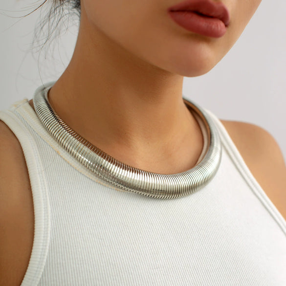 Jewelry Punk Exaggerated Snake Bone Chain Geometric Metal Clavicle Necklace For Women