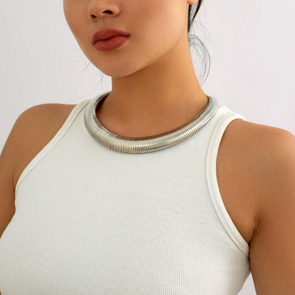 Jewelry Punk Exaggerated Snake Bone Geometric Metal Clavicle Necklace For Women