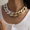 Jewelry Punk Geometric Single Layer Mixed Color Thick Chain Necklace Plastic Plating Aluminum