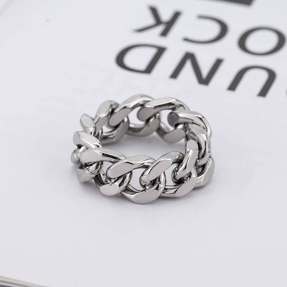 Jewelry Punk Geometric Titanium Steel Chain Ring For Men