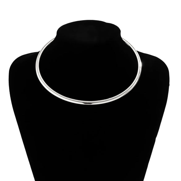 Jewelry Punk Glossy Metal Imitation Pearl Geometric Electroplating Ring And Clavicle Chain Necklace