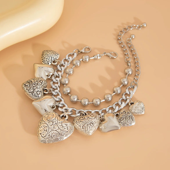 Jewelry Punk Heart Shape Pendant Clavicle Chain Aluminum Copper Ccb Electroplating Women's