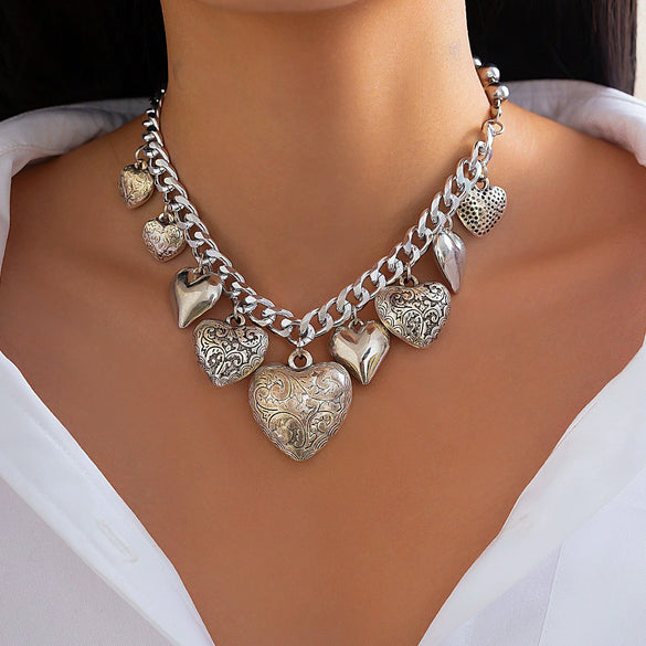 Jewelry Punk Heart Shape Pendant Clavicle Chain Aluminum Copper Ccb Electroplating Women's