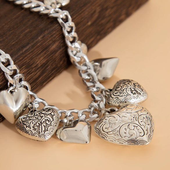 Jewelry Punk Heart Shape Pendant Clavicle Chain Aluminum Copper Ccb Electroplating Women's