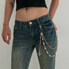 Jewelry Punk Hiphop Style Alloy Imitation Pearl Acrylic Diamond Cross Multiple Circles Pants Chain For Female Cowboy Style