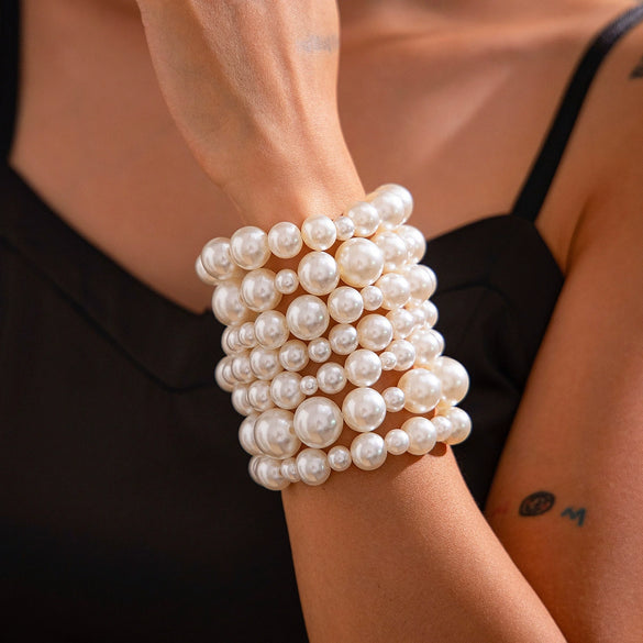 Jewelry Punk Imitation Pearl Alloy Geometric Cross Clavicle Chain Necklace For Women Electroplated