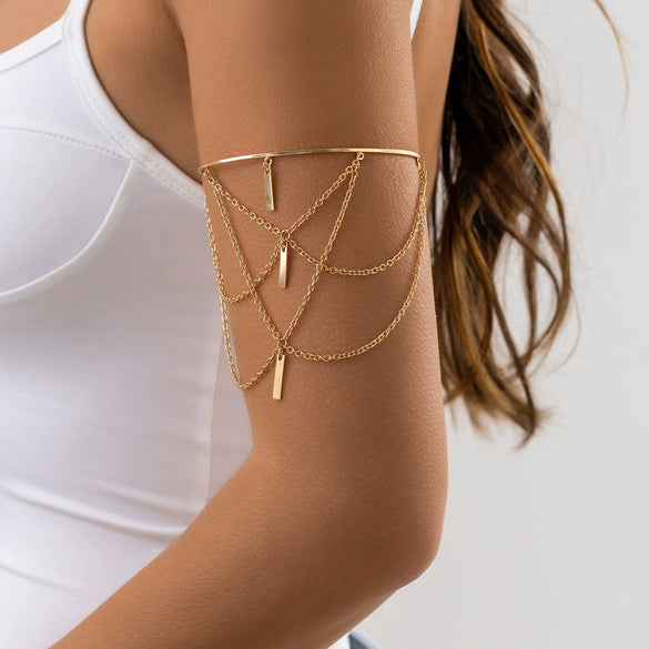 Jewelry Punk Metal Arm Chain With Geometric Style And Electroplating Treatment