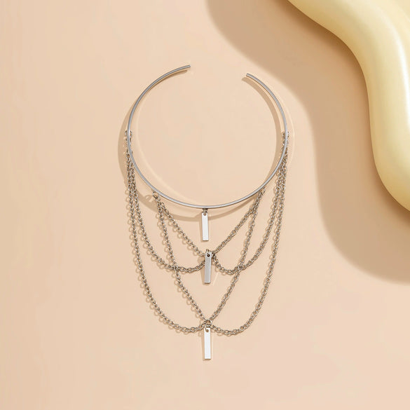 Jewelry Punk Metal Arm Ring With Hanging Chain Tassel And Electroplating Treatment