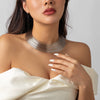 Jewelry Punk Metal Collar Multilayer Open Ring Choker Necklace Iron Geometric Style
