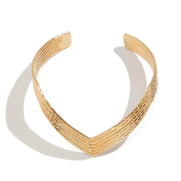 Jewelry Punk Metal Vshaped Hollow Geometric Opening Bracelet With Electroplating