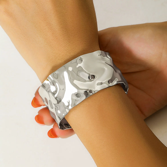 Jewelry Punk Metal Vshaped Notched Hemp Face Bracelet Hiphop Irregular Opening Handpiece Geometric Iron Electroplated