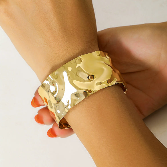 Jewelry Punk Metal Vshaped Notched Hemp Face Bracelet Hiphop Irregular Opening Handpiece Geometric Iron Electroplated