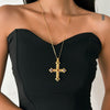 Jewelry Punk Style Alloy And Copper Clavicle Chain With Geometric Cross Pendant Electroplated