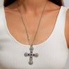 Jewelry Punk Style Alloy And Copper Clavicle Chain With Geometric Cross Pendant Electroplated