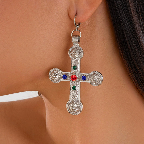 Jewelry Punk Style Alloy And Copper Clavicle Chain With Geometric Cross Pendant Electroplated
