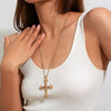 Jewelry Punk Style Alloy And Copper Clavicle Chain With Geometric Cross Pendant Electroplated