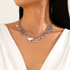 Jewelry Punk Style Alloy Pendant Clavicle Chain With Heart Shape And Bow Tie Pattern And Electroplating Treatment