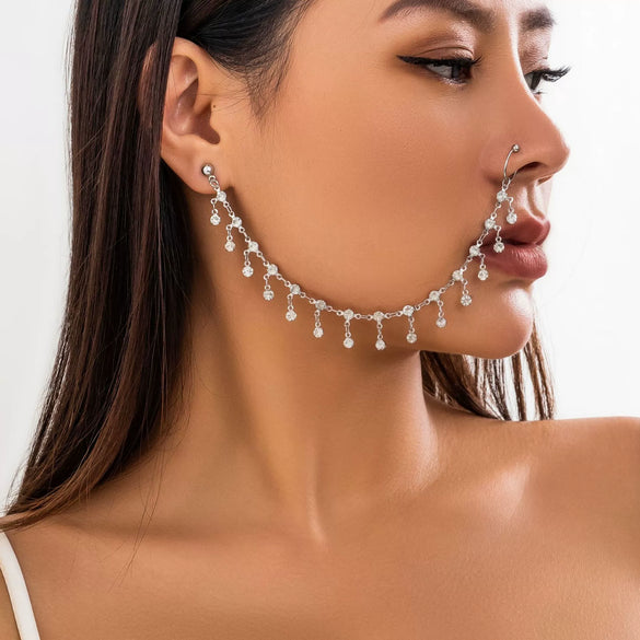 Jewelry Punk Style Earrings Nose Clips Rhinestone Geometric
