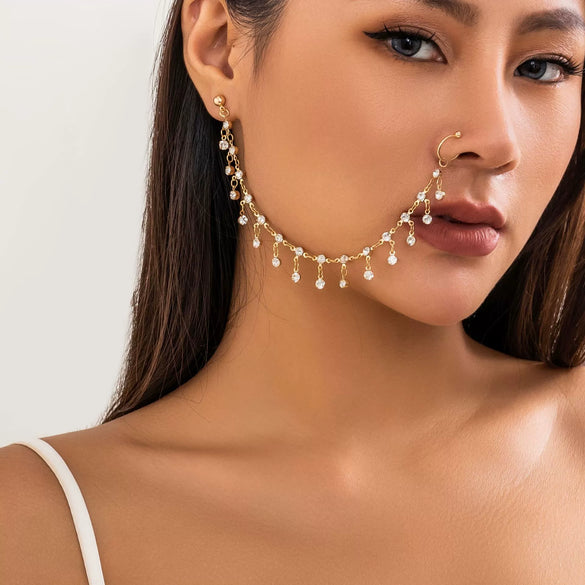 Jewelry Punk Style Earrings Nose Clips Rhinestone Geometric