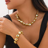Jewelry Punk Style Geometric Flat Round Bead Clavicle Chain Ccb Material Electroplated Women's Necklace