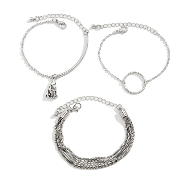 Jewelry Punk Style Hip Hop Multi Layer Bracelet And Geometric Ring Alloy Electroplating For Women
