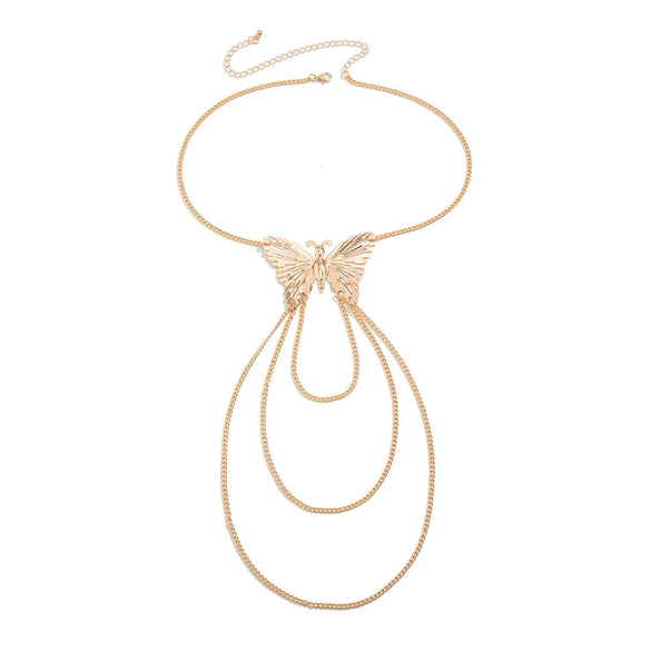 Jewelry Punk Style Iron Butterfly And Chain Arm Bracelet With Electroplating