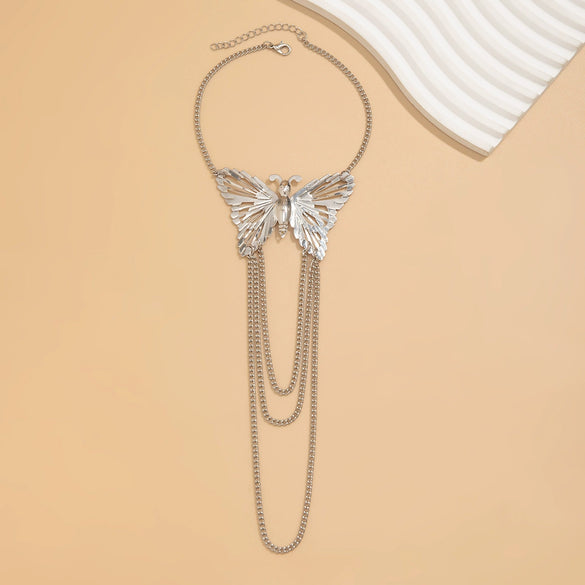 Jewelry Punk Style Iron Butterfly And Chain Arm Bracelet With Electroplating
