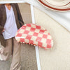 Jewelry Pvc Simple Checkerboard Handmade Hair Grab Clip For Women