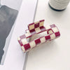 Jewelry Pvc Simple Checkerboard Handmade Hair Grab Clip For Women