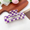 Jewelry Pvc Simple Checkerboard Handmade Hair Grab Clip For Women